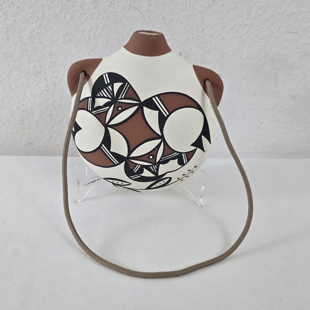 Original Vintage ACOMA PUEBLO Pottery 6" Signed Canteen L. Lowden